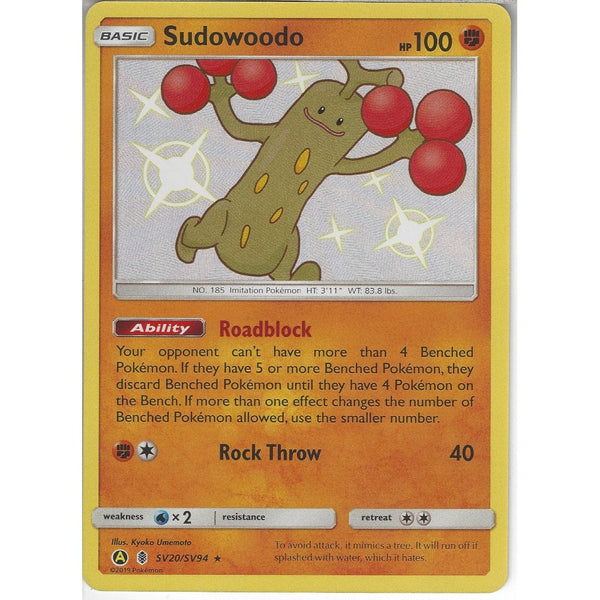Pokemon Trading Card Game SV20/SV94 Sudowoodo | Rare Holo Card | Hidden Fates Shiny Vault