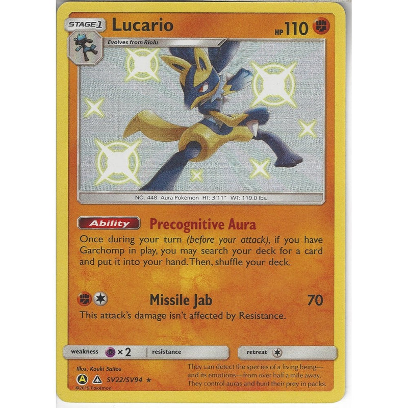 SV22/SV94 Lucario | Rare Holo Card | Hidden Fates Shiny Vault - Recaptured LTD SV22/SV94 Lucario | Rare Holo Card | Hidden Fates Shiny Vault - Recaptured LTD