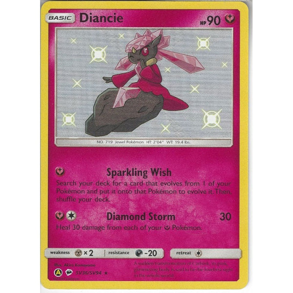 Pokemon Trading Card Game SV36/SV94 Diancie | Rare Holo Card | Hidden Fates Shiny Vault
