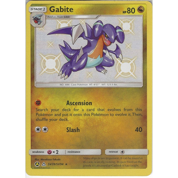 Pokemon Trading Card Game SV39/SV94 Gabite | Rare Holo Card | Hidden Fates Shiny Vault