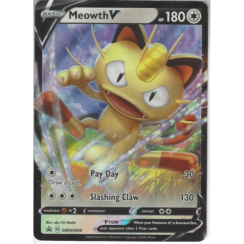 SWSH004 Meowth V | Black Star Promo Card | Holo Rare - Recaptured LTD SWSH004 Meowth V | Black Star Promo Card | Holo Rare - Recaptured LTD