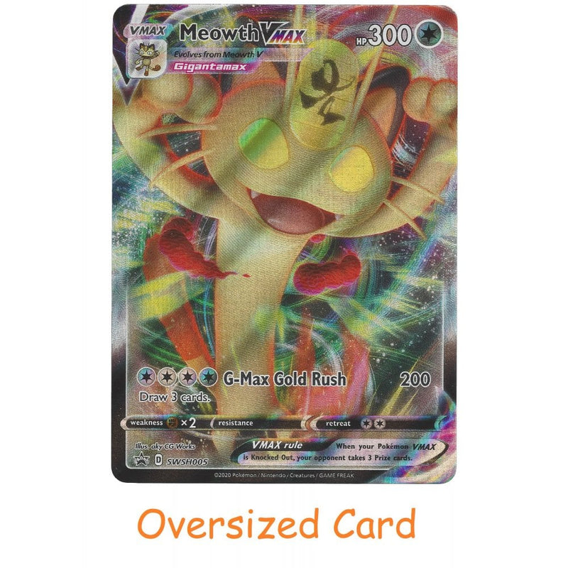 SWSH005 Meowth VMAX | Jumbo Oversized Black Star Promo Card | Holo Rar - Recaptured LTD SWSH005 Meowth VMAX | Jumbo Oversized Black Star Promo Card | Holo Rar - Recaptured LTD