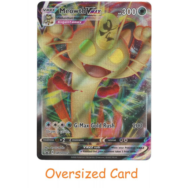 SWSH005 Meowth VMAX | Jumbo Oversized Black Star Promo Card | Holo Rar