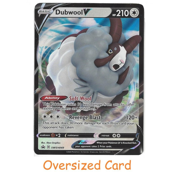 Pokemon Trading Card Game SWSH049 Dubwool V | Jumbo Oversized Black Star Promo Card | Holo Rare