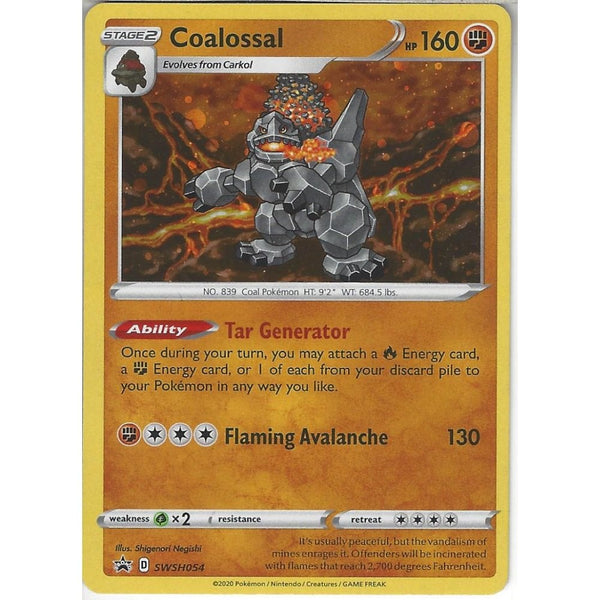 Pokemon Trading Card Game SWSH054 Coalossal | Black Star Promo Card | Holo Rare