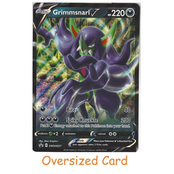 Pokemon Trading Card Game SWSH057 Grimmsnarl V | Jumbo Oversized Black Star Promo Card | Holo Rare