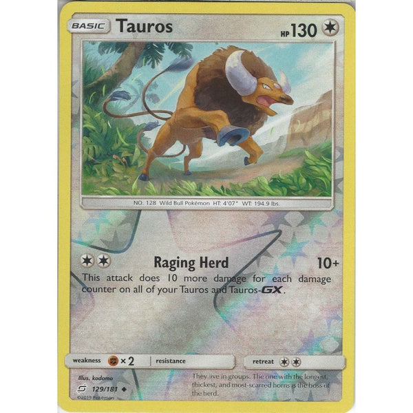 Tauros - 129/181 - Uncommon Reverse Holo Card - SM09 Team Up