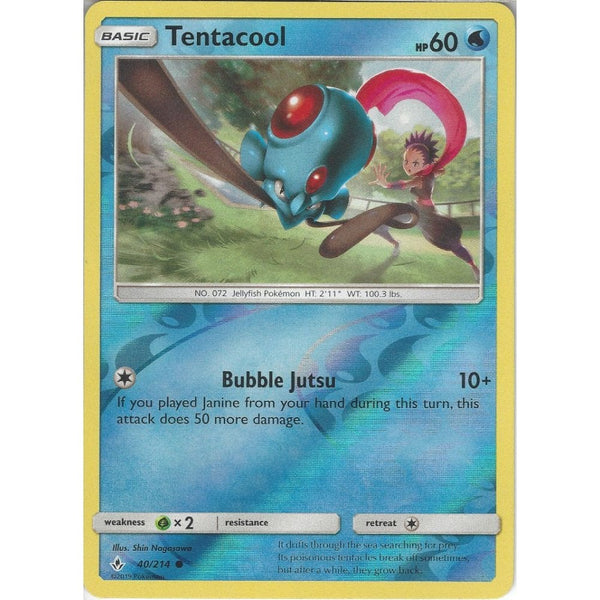 Pokemon Trading Card Game Tentacool - 40/214 - Common Reverse Holo Card - SM10 Unbroken Bonds
