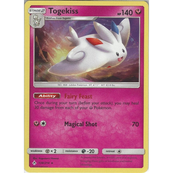 Pokemon Trading Card Game Togekiss - 138/214 - Rare Holo Card - SM10 Unbroken Bonds