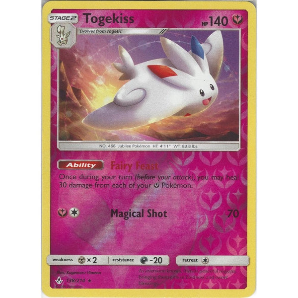Pokemon Trading Card Game Togekiss - 138/214 - Rare Reverse Holo Card - SM10 Unbroken Bonds