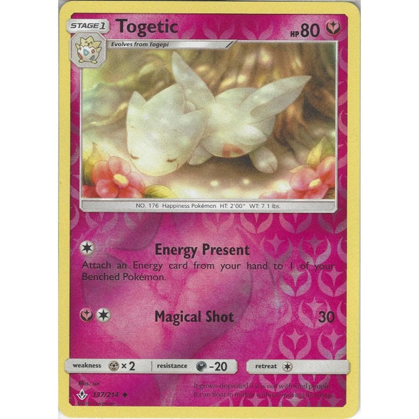 Pokemon Trading Card Game Togetic - 137/214 - Uncommon Reverse Holo Card - SM10 Unbroken Bonds