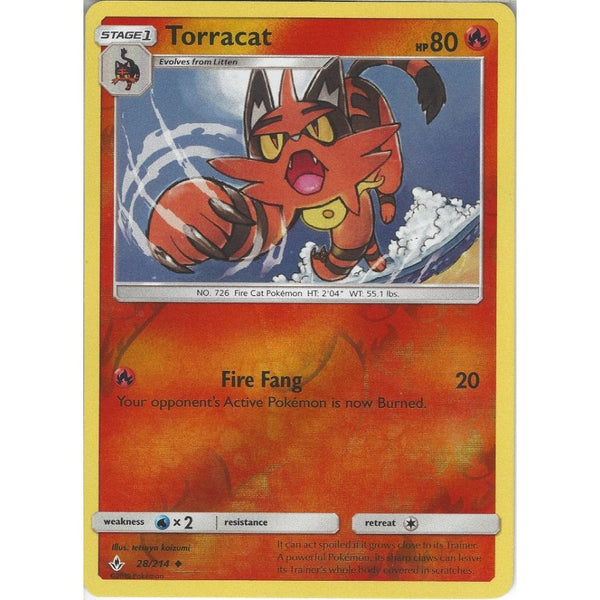Pokemon Trading Card Game Torracat - 28/214 - Uncommon Reverse Holo Card - SM10 Unbroken Bonds