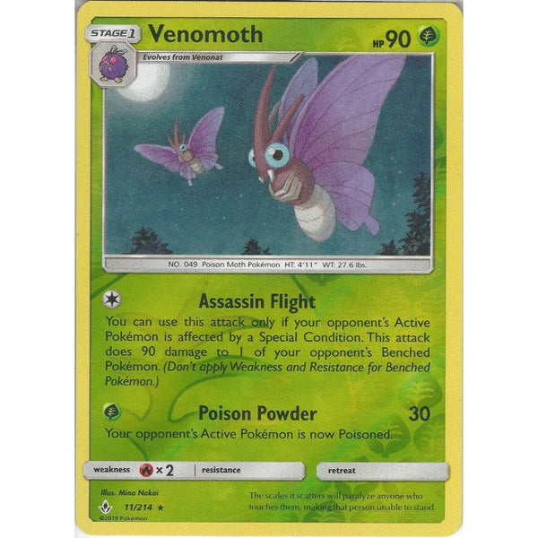 Pokemon Trading Card Game Venomoth - 11/214 - Rare Reverse Holo Card - SM10 Unbroken Bonds