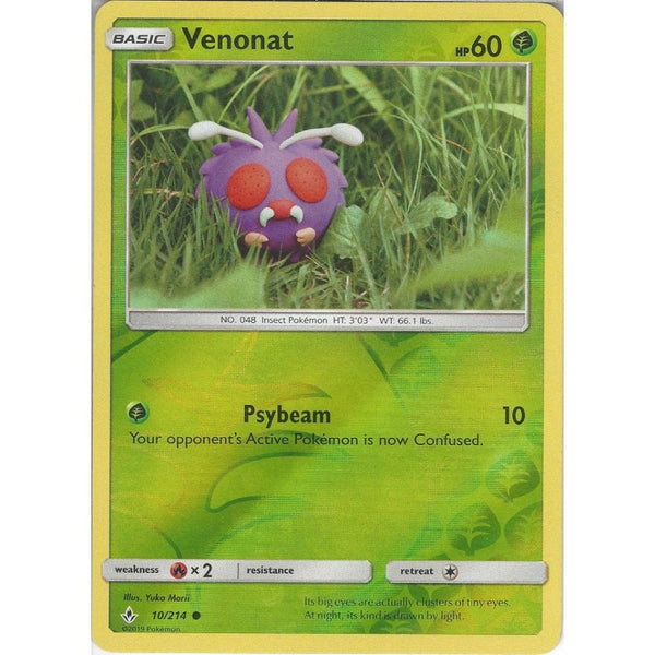 Pokemon Trading Card Game Venonat - 10/214 - Common Reverse Holo Card - SM10 Unbroken Bonds