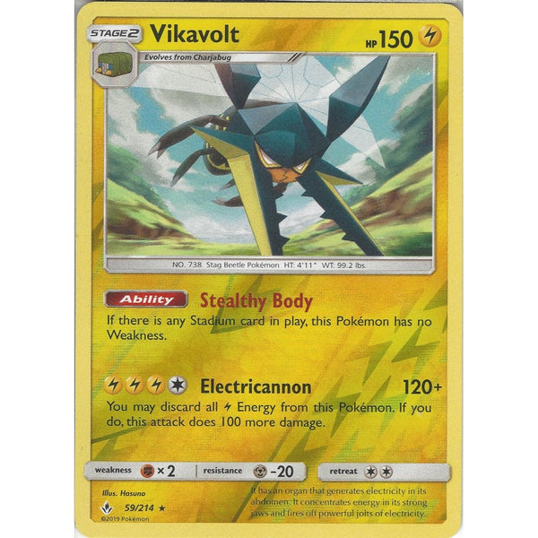 Pokemon Trading Card Game Vikavolt - 59/214 - Rare Reverse Holo Card - SM10 Unbroken Bonds