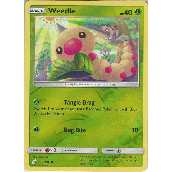 Weedle - 2/181 - Common Reverse Holo Card - SM09 Team Up