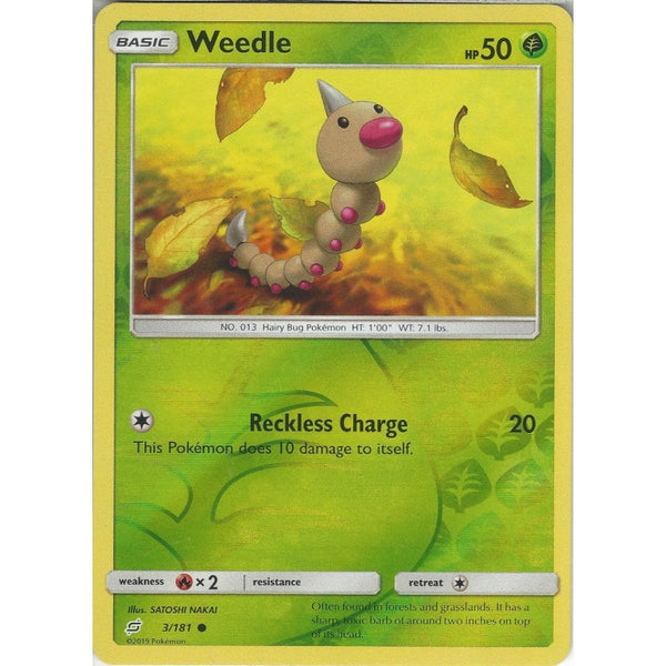 Weedle - 3/181 - Common Reverse Holo Card - SM09 Team Up