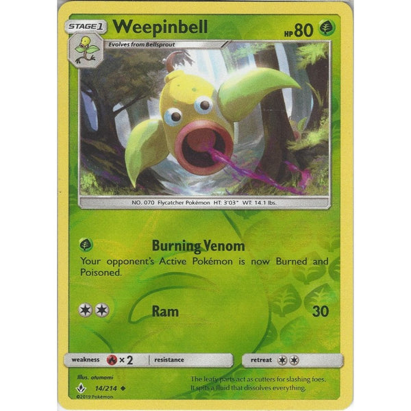 Pokemon Trading Card Game Weepinbell - 14/214 - Uncommon Reverse Holo Card - SM10 Unbroken Bonds