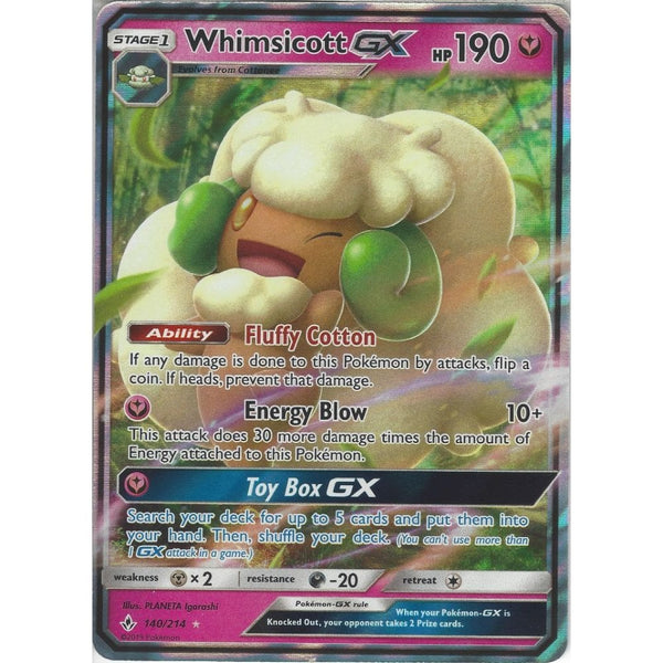 Pokemon Trading Card Game Whimsicott GX - 140/214 - Rare Holo GX Card - SM10 Unbroken Bonds