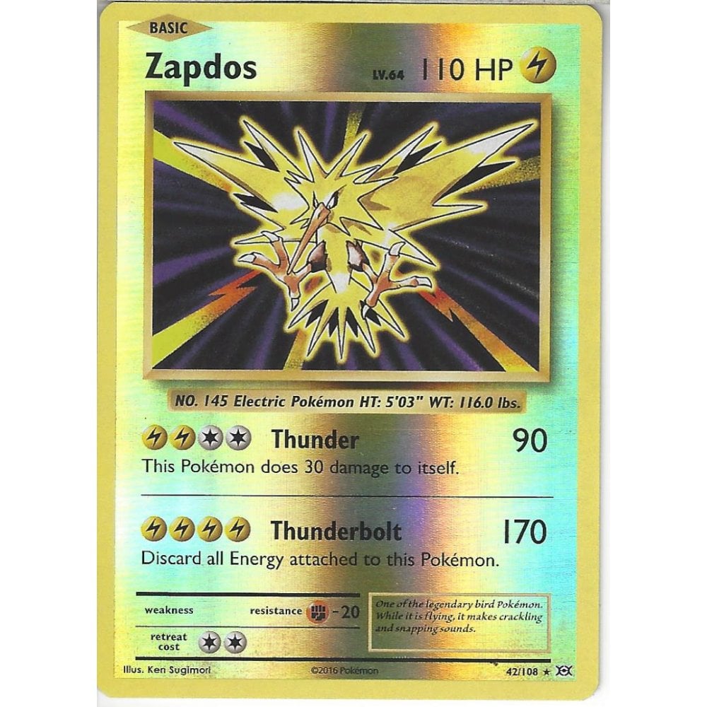 Zapdos 42/108 | Rare REVERSE HOLO Card | XY Evolutions