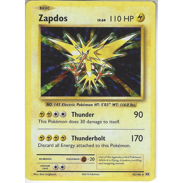 Pokemon Trading Card Game Zapdos Lv.64 42/108 | Rare Holo Card | XY Evolutions