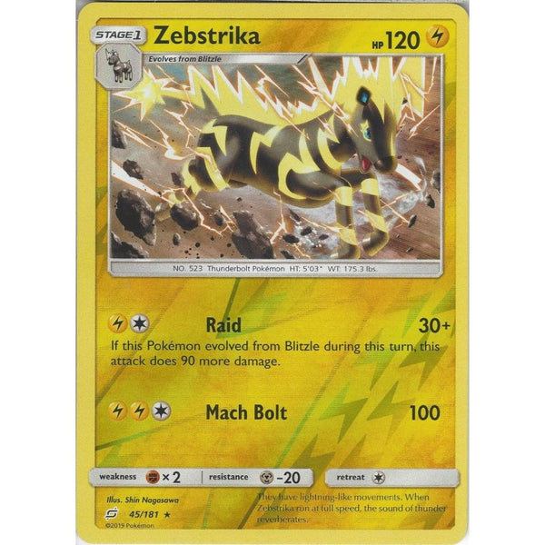 Zebstrika - 45/181 - Rare Reverse Holo Card - SM09 Team Up