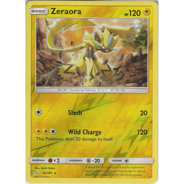 Zeraora - 52/181 - Rare Reverse Holo Card - SM09 Team Up