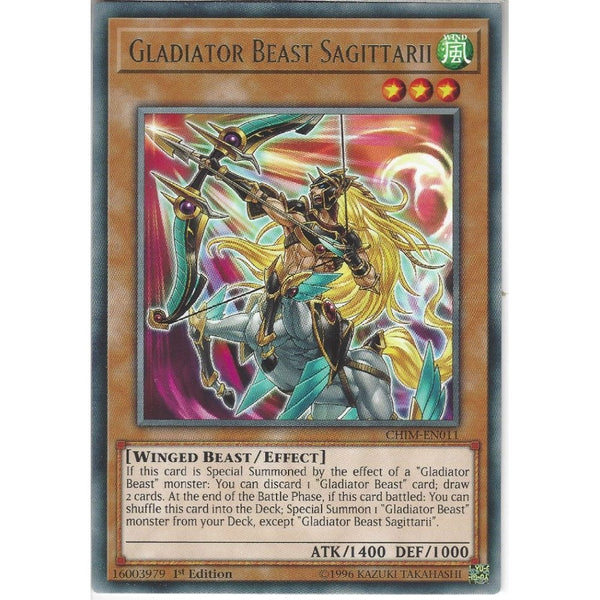 Yu-Gi-Oh! Trading Card Game CHIM-EN011 Gladiator Beast Sagittarii | 1st Edition | Rare Card