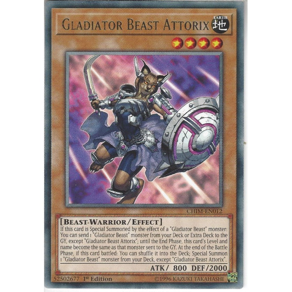 Yu-Gi-Oh! Trading Card Game CHIM-EN012 Gladiator Beast Attorix | 1st Edition | Rare Card