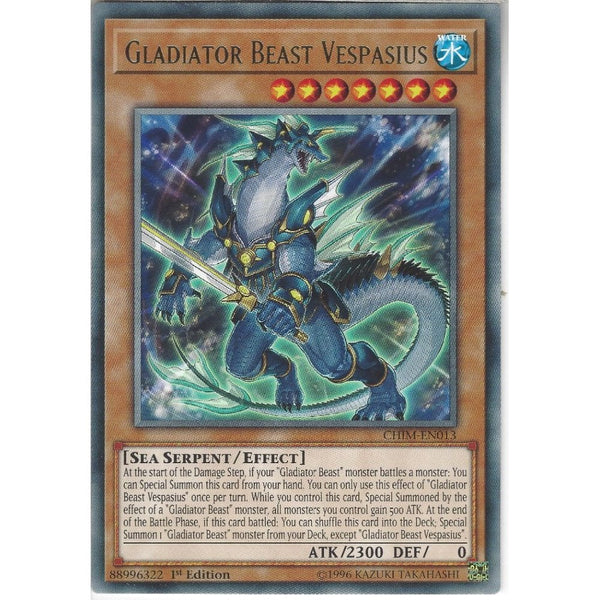 Yu-Gi-Oh! Trading Card Game CHIM-EN013 Gladiator Beast Vespasius | 1st Edition | Rare Card