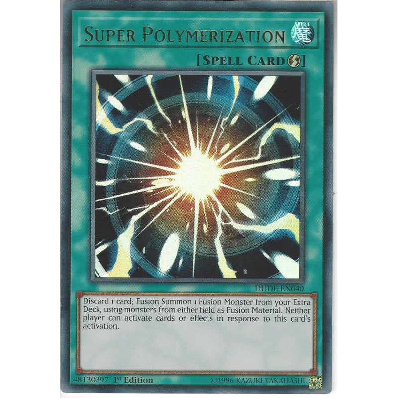 polymerization yugioh card DUDE-EN040 Super Polymerization | 1st Edition | Ultra Rare Card