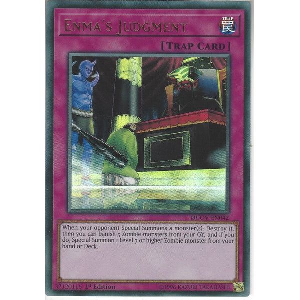 Yu-Gi-Oh! Trading Card Game DUOV-EN042 Enma&#039;s Judgment | 1st Edition | Ultra Rare Card