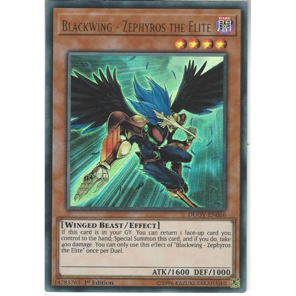 Yu-Gi-Oh! Trading Card Game DUOV-EN066 Blackwing - Zephyros the Elite | 1st Edition | Ultra Rare Card