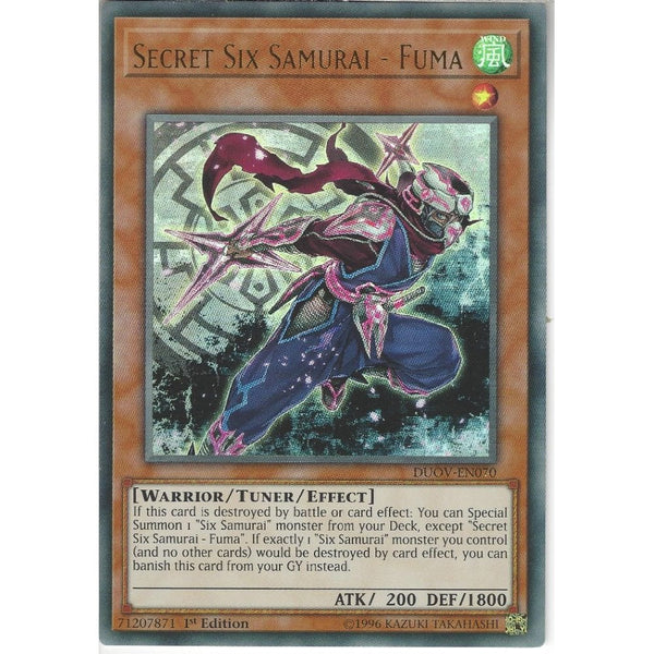 Yu-Gi-Oh! Trading Card Game DUOV-EN070 Secret Six Samurai - Fuma | 1st Edition | Ultra Rare Card