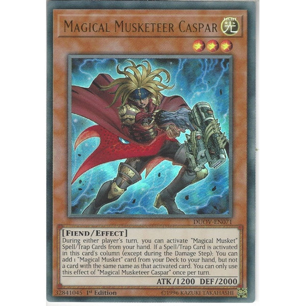 Yu-Gi-Oh! Trading Card Game DUOV-EN071 Magical Musketeer Caspar | 1st Edition | Ultra Rare Card