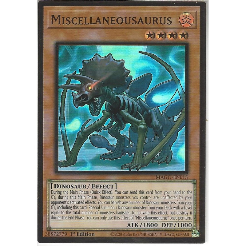 miscellaneous yugioh cards MAGO-EN015 Miscellaneousaurus | 1st Edition | Premium Gold Rare Card