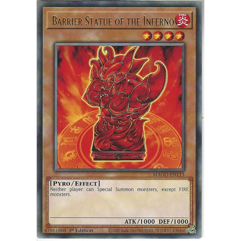 yugioh statue cards MAGO-EN113 Barrier Statue of the Inferno | 1st Edition | Rare Card