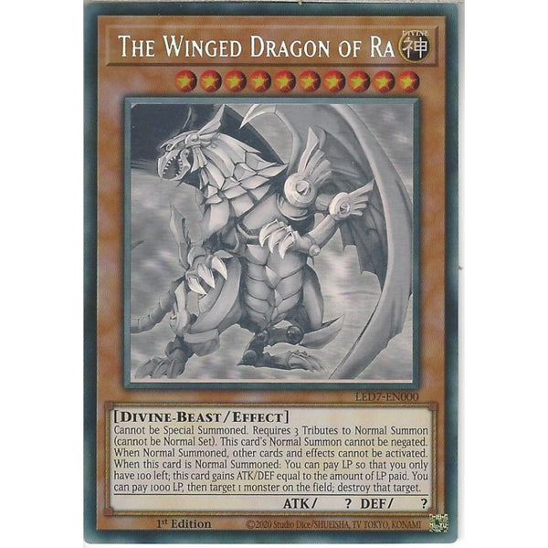 Yu-Gi-Oh! Trading Card Game *Misprint* | LED7-EN000 The Winged Dragon of Ra | 1st Edition | Ghost Rare Card (NM)