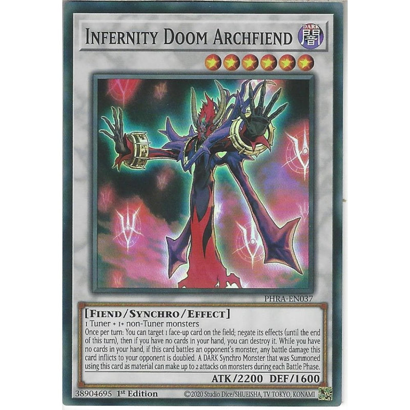 PHRA-EN037 Infernity Doom Archfiend | 1st Edition | Super Rare Card - Recaptured LTD PHRA-EN037 Infernity Doom Archfiend | 1st Edition | Super Rare Card - Recaptured LTD