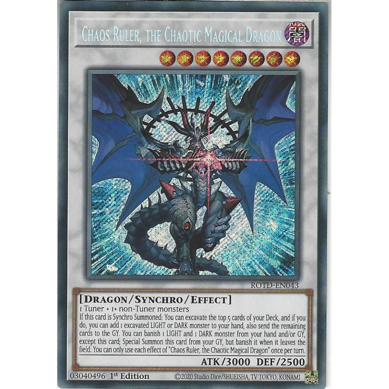 ROTD-EN043 Chaos Ruler, the Chaotic Magical Dragon | 1st Edition | Sec - Recaptured LTD ROTD-EN043 Chaos Ruler, the Chaotic Magical Dragon | 1st Edition | Sec - Recaptured LTD