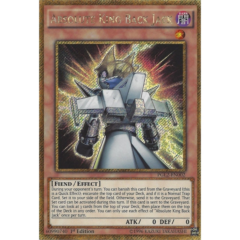 Yu-Gi-Oh ABSOLUTE KING BACK JACK - GOLD SECRET RARE PGL2-EN002 1st Edi - Recaptured LTD Yu-Gi-Oh ABSOLUTE KING BACK JACK - GOLD SECRET RARE PGL2-EN002 1st Edi - Recaptured LTD