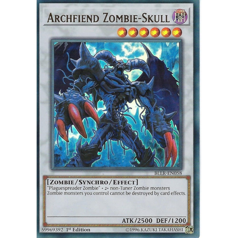 Yu-Gi-Oh ARCHFIEND ZOMBIE SKULL - Ultra Rare - BLLR-EN058 - 1st Editio - Recaptured LTD Yu-Gi-Oh ARCHFIEND ZOMBIE SKULL - Ultra Rare - BLLR-EN058 - 1st Editio - Recaptured LTD