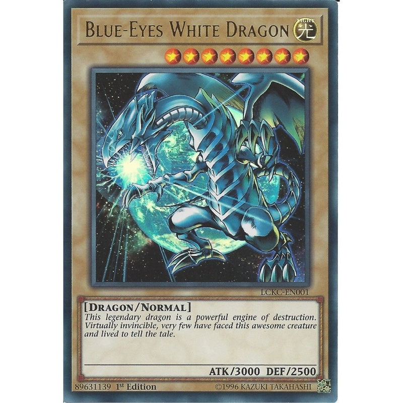 Yu-Gi-Oh BLUE-EYES WHITE DRAGON - LCKC-EN001 Ultra Rare Card - 1st Edi - Recaptured LTD Yu-Gi-Oh BLUE-EYES WHITE DRAGON - LCKC-EN001 Ultra Rare Card - 1st Edi - Recaptured LTD