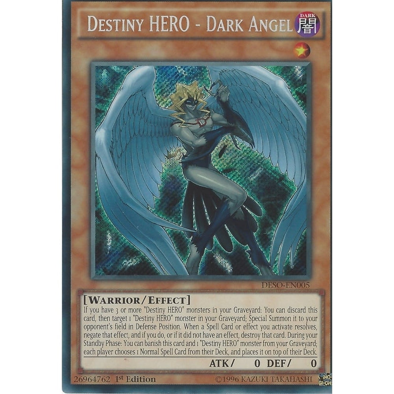dark angel yugioh card Yu-Gi-Oh DESTINY HERO - DARK ANGEL - Secret Rare - DESO-EN005 -1st Edi