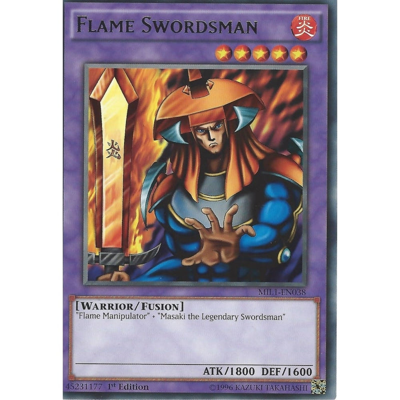 Yu-Gi-Oh FLAME SWORDSMAN - RARE - MIL1-EN038 1st Edition - Recaptured LTD Yu-Gi-Oh FLAME SWORDSMAN - RARE - MIL1-EN038 1st Edition - Recaptured LTD