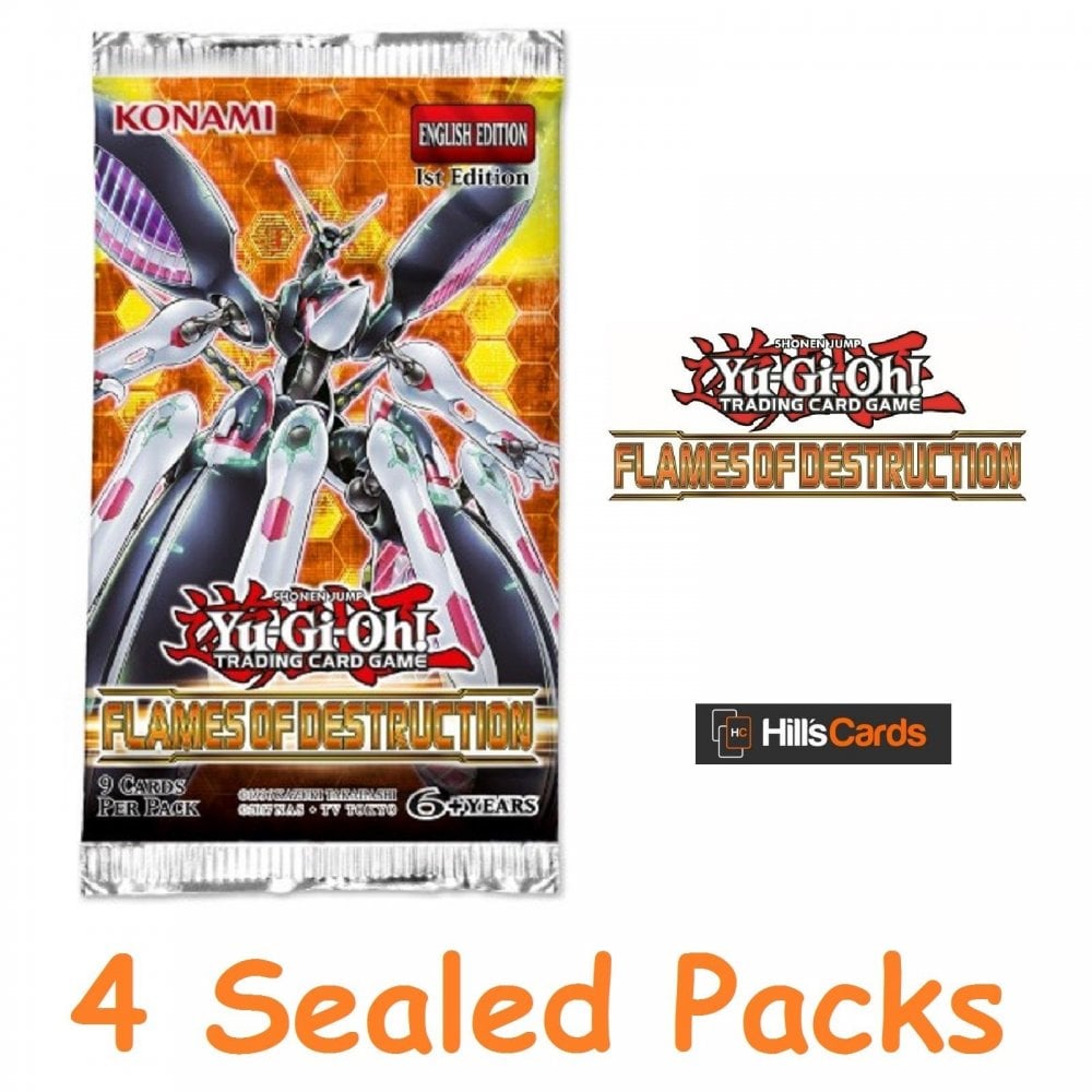 遊戯王FLAMES OF DESTRUCTION BOX Yu-Gi-Oh Flames Of Destruction: 4 Sealed Booster Packs: New
