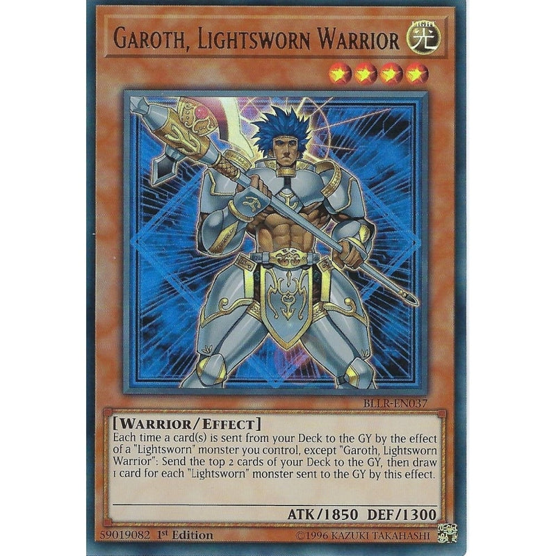 Yu-Gi-Oh GAROTH, LIGHTSWORN WARRIOR - Ultra Rare - BLLR-EN037 -1st Edi - Recaptured LTD Yu-Gi-Oh GAROTH, LIGHTSWORN WARRIOR - Ultra Rare - BLLR-EN037 -1st Edi - Recaptured LTD