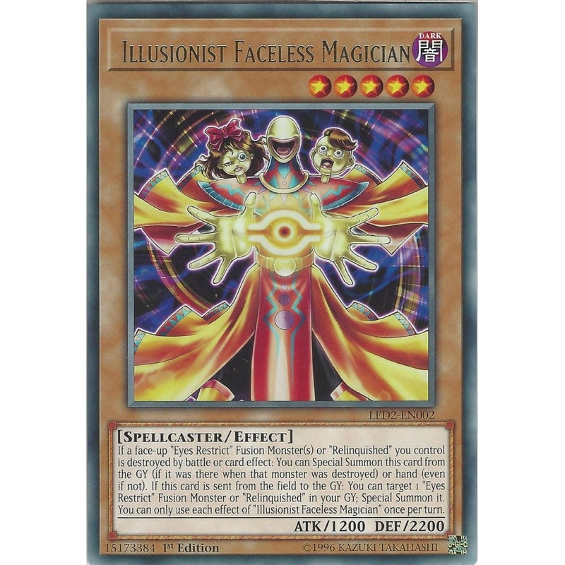 Yu-Gi-Oh ILLUSIONIST FACELESS MAGICIAN - LED2-EN002 - Rare Card