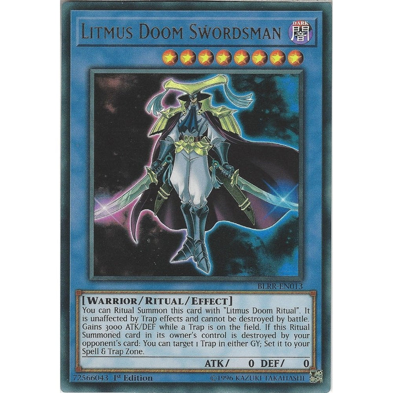 Yu-Gi-Oh LITMUS DOOM SWORDSMAN - BLRR-EN013 - 1st Edition - Ultra Rare - Recaptured LTD Yu-Gi-Oh LITMUS DOOM SWORDSMAN - BLRR-EN013 - 1st Edition - Ultra Rare - Recaptured LTD