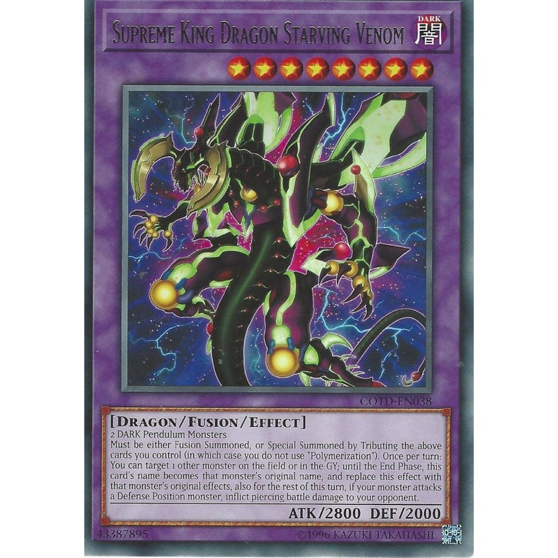 Yu-Gi-Oh SUPREME KING DRAGON STARVING VENOM - RARE - COTD-EN038